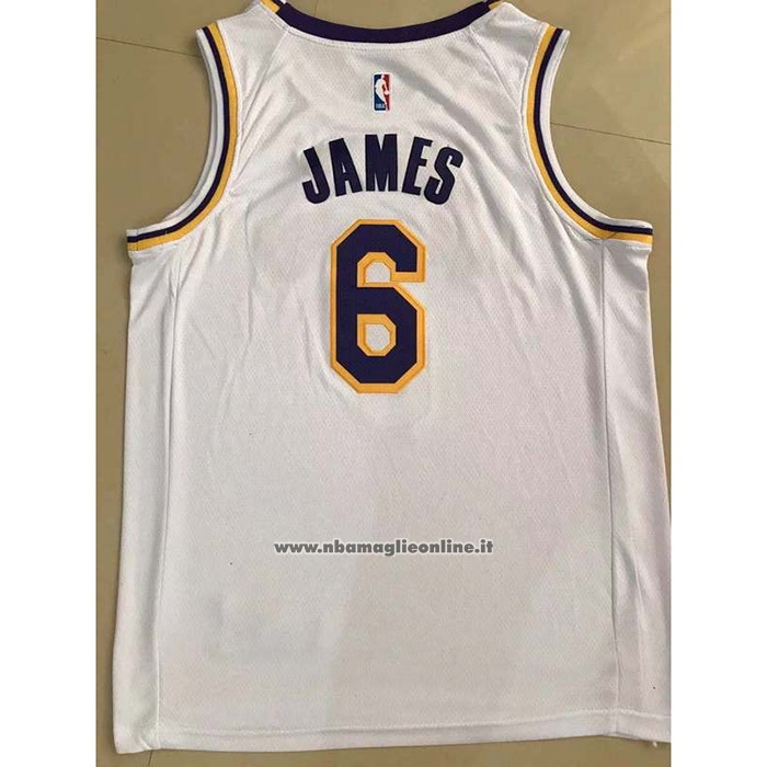 Maglia Los Angeles Lakers LeBron James #6 Association 2021-22 Bianco